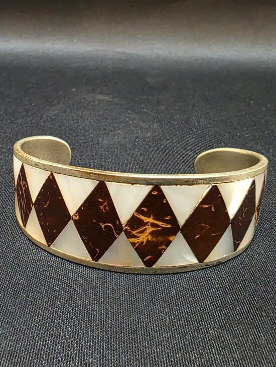 Hecho En Mexico Jewelry - MEXICAN MODERNIST vintage Hecho En México MULTIPLE STONES INLAY CUFF BRACELET